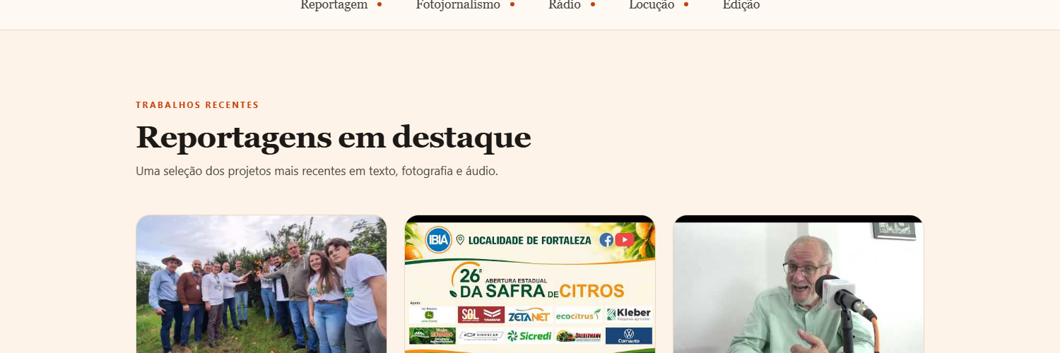 Seção de reportagens em destaque do portfólio de Wellington Marques